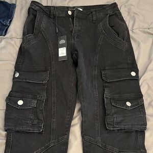 Fashion Nova Black Wash cargo jeans